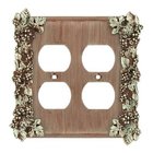 Grapes Double Duplex Outlet Switchplate in Rust with Black Wash