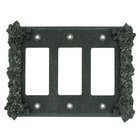 Grapes Triple Rocker/GFI Switchplate in Black with Maple Wash