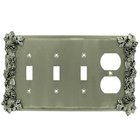 Grapes 3 Toggle/1 Duplex Outlet Switchplate in Satin Pewter
