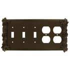 Grapes 3 Toggle/2 Duplex Outleet Switchplate in Pewter Bright