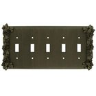 Grapes Five Gang Toggle Switchplate in Pewter with Maple Wash