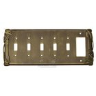 Bamboo Switchplate Combo Rocker/GFI Five Gang Toggle Switchplate in Bronze with Black Wash
