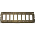 Bamboo Switchplate Eight Gang Rocker/GFI Switchplate in Black with Terra Cotta Wash
