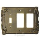 Bamboo Switchplate Combo Double Rocker/GFI Single Toggle Switchplate in Black with Bronze Wash