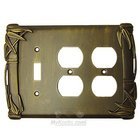 Bamboo Switchplate Combo Double Duplex Outlet Single Toggle Switchplate in Copper Bright