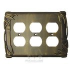 Bamboo Switchplate Triple Duplex Outlet Switchplate in Black with Terra Cotta Wash