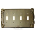 Bamboo Switchplate Quadruple Toggle Switchplate in Satin Pewter