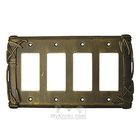 Bamboo Switchplate Quadruple Rocker/GFI Switchplate in Pewter with Copper Wash