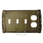 Bamboo Switchplate Combo Duplex Outlet Triple Toggle Switchplate in Pewter with Maple Wash