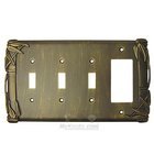 Bamboo Switchplate Combo Rocker/GFI Triple Toggle Switchplate in Black with Bronze Wash