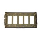 Bamboo Switchplate Five Gang Rocker/GFI Switchplate in Black with Cherry Wash