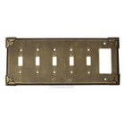 Pompeii Switchplate Combo Rocker/GFI Five Gang Toggle Switchplate in Pewter with Bronze Wash