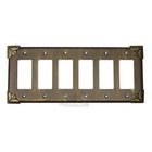 Pompeii Switchplate Six Gang Rocker/GFI Switchplate in Pewter with Maple Wash