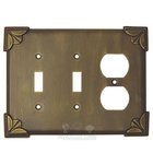 Pompeii Switchplate Combo Duplex Outlet Double Toggle Switchplate in Black