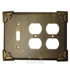 Pompeii Switchplate Combo Double Duplex Outlet Single Toggle Switchplate in Bronze
