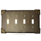 Pompeii Switchplate Quadruple Toggle Switchplate in Pewter with Bronze Wash