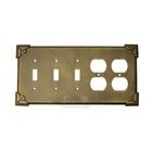 Pompeii Switchplate Combo Double Duplex Outlet Triple Toggle Switchplate in Copper Bright