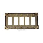 Pompeii Switchplate Five Gang Rocker/GFI Switchplate in Black with Maple Wash
