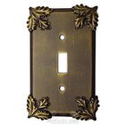 Oak Leaf Switchplate Single Toggle Switchplate in Brushed Natural Pewter