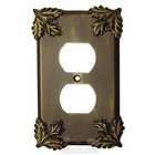 Oak Leaf Switchplate Duplex Outlet Switchplate in Black with Bronze Wash