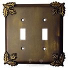 Oak Leaf Switchplate Double Toggle Switchplate in Pewter Matte