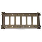 Oak Leaf Switchplate Six Gang Rocker/GFI Switchplate in Pewter with Copper Wash