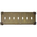 Oak Leaf Switchplate Seven Gang Toggle Switchplate in Black with Bronze Wash