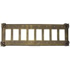 Oak Leaf Switchplate Eight Gang Rocker/GFI Switchplate in Brushed Natural Pewter