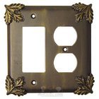 Oak Leaf Switchplate Combo Rocker/GFI Duplex Outlet Switchplate in Pewter with Bronze Wash