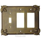 Oak Leaf Switchplate Combo Double Rocker/GFI Single Toggle Switchplate in Pewter with Copper Wash