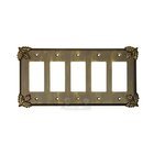 Oak Leaf Switchplate Five Gang Rocker/GFI Switchplate in Pewter with Cherry Wash