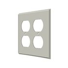 Solid Brass Double Duplex Outlet Switchplate in Brushed Nickel