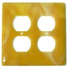 Double Outlet Glass Switchplate in Amber Swirl
