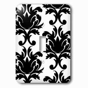 Jazzy Wallplates - Switchplate With Large Elegant Black And White Damask Pattern Design