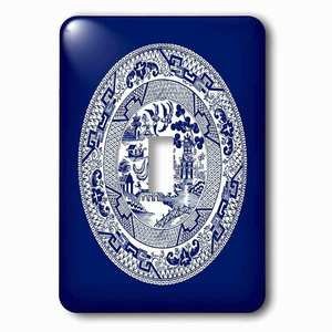 Jazzy Wallplates - Wallplate With Willow Pattern In Delft Blue And White