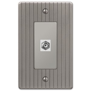 Amerelle Decorative Wallplates - Embossed Line - Single Cable Wallplate in Antique Nickel