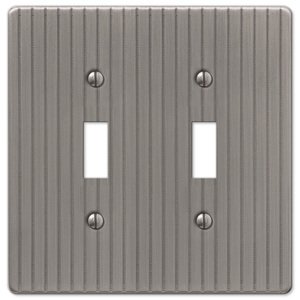Amerelle Decorative Wallplates - Embossed Line - Double Toggle Wallplate in Antique Nickel