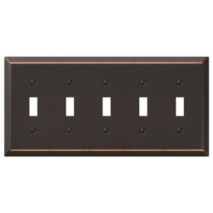 Amerelle Decorative Wallplates - Century - Quintuple Toggle Wallplate in Aged Bronze