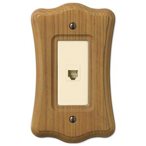 Amerelle Decorative Wallplates - Austin - Wood Single Phone Wallplate in Medium Oak