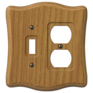 Amerelle Decorative Wallplates - Austin - Wood Single Toggle Single Duplex Combo Wallplate in Medium Oak