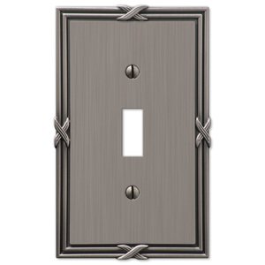 Amerelle Decorative Wallplates - Ribbon and Reed - Single Toggle Wallplate in Antique Nickel
