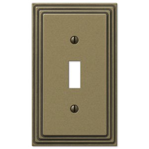 Amerelle Decorative Wallplates - Steps - Single Toggle Wallplate in Rustic Brass
