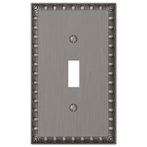 Amerelle Decorative Wallplates - Egg and Dart - Single Toggle Wallplate in Antique Nickel