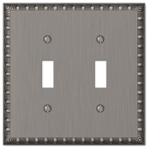 Amerelle Decorative Wallplates - Egg and Dart - Double Toggle Wallplate in Antique Nickel