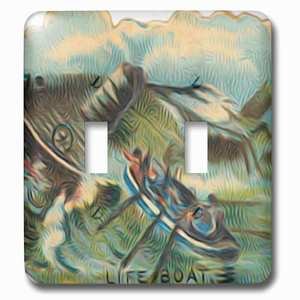 Jazzy Wallplates - Wallplate with Vintage Life Boat Shipwrecked Nautical Illustration