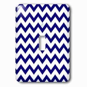 Jazzy Wallplates - Wallplate with Chevron Pattern Navy Blue and White Zigzag