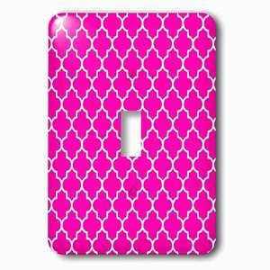 Jazzy Wallplates - Wallplate with Hot pink quatrefoil pattern girly Moroccan style modern contemporary geometric clover lattice