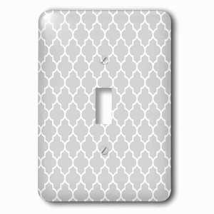 Jazzy Wallplates - Wallplate with Light gray quatrefoil pattern grey Moroccan tile style modern silver geometric clover lattice