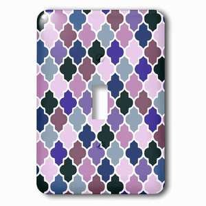 Jazzy Wallplates - Wallplate with Purple Colorful quatrefoil girly Moroccan tiles lattice Lilac indigo violet purple shades clovers