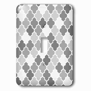 Jazzy Wallplates - Wallplate with Gray quatrefoil pattern in different shades of grey trendy Moroccan style lattice tiles